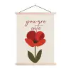 Klaproos - Bloem - Rood - Valentijn textielposter latten blank klein -3d