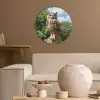 Uil - Boomstronk - Bos - Lucht Akoestische PET Vilt - Rond klein -sfeer1