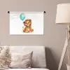 Leeuw - Baby dier - Blauwe ballon Wandkleed katoen klein -sfeer4