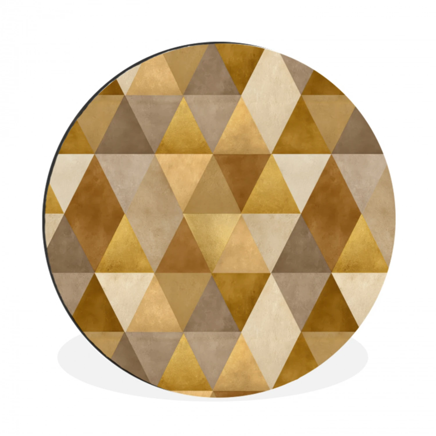Geometrisch - Driehoek - Goud Wandcirkel aluminium klein 190 -3d