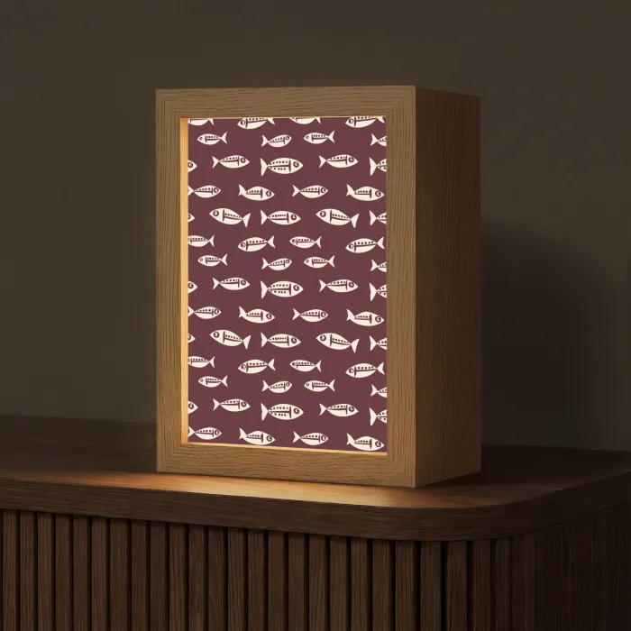Vissen - Grafisch - Patroon - Donker Light Box met kabel (Tafellamp) klein 925 -z3d_website