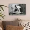 Varken - Schattig - Spaghetti - Zwart wit - Dier canvas 2cm klein -sfeer1