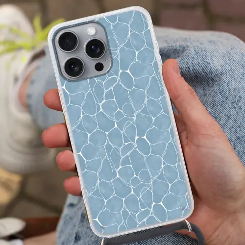 Organisch - Patroon - Blauw Hoesje iPhone 16 Pro Max met koord klein 804 -sfeer3