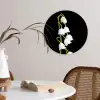 Lelietjes van dalen - Bloemen - Zwart - Flora Wandcirkel kunststof plaat 5mm dik klein -sfeer4