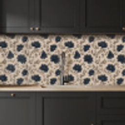 Motief - Bloemen - Zwart - Beige keuken achterwand 2 middel 871 -sfeer1