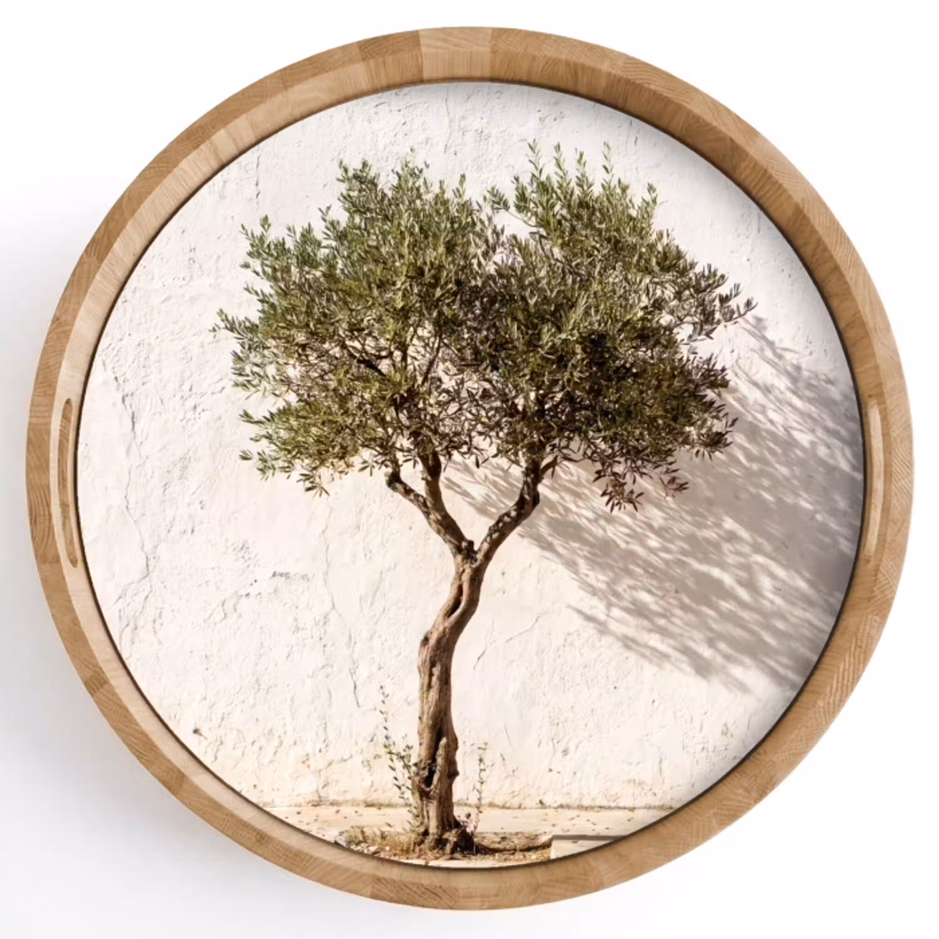 Olijfboom - muur - wit Dienblad Rond middel -z3d_shopping