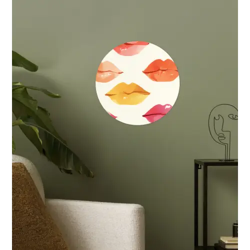 Lippen - Kleurrijk - Glanzend Wandcirkel behangsticker klein -sfeer2