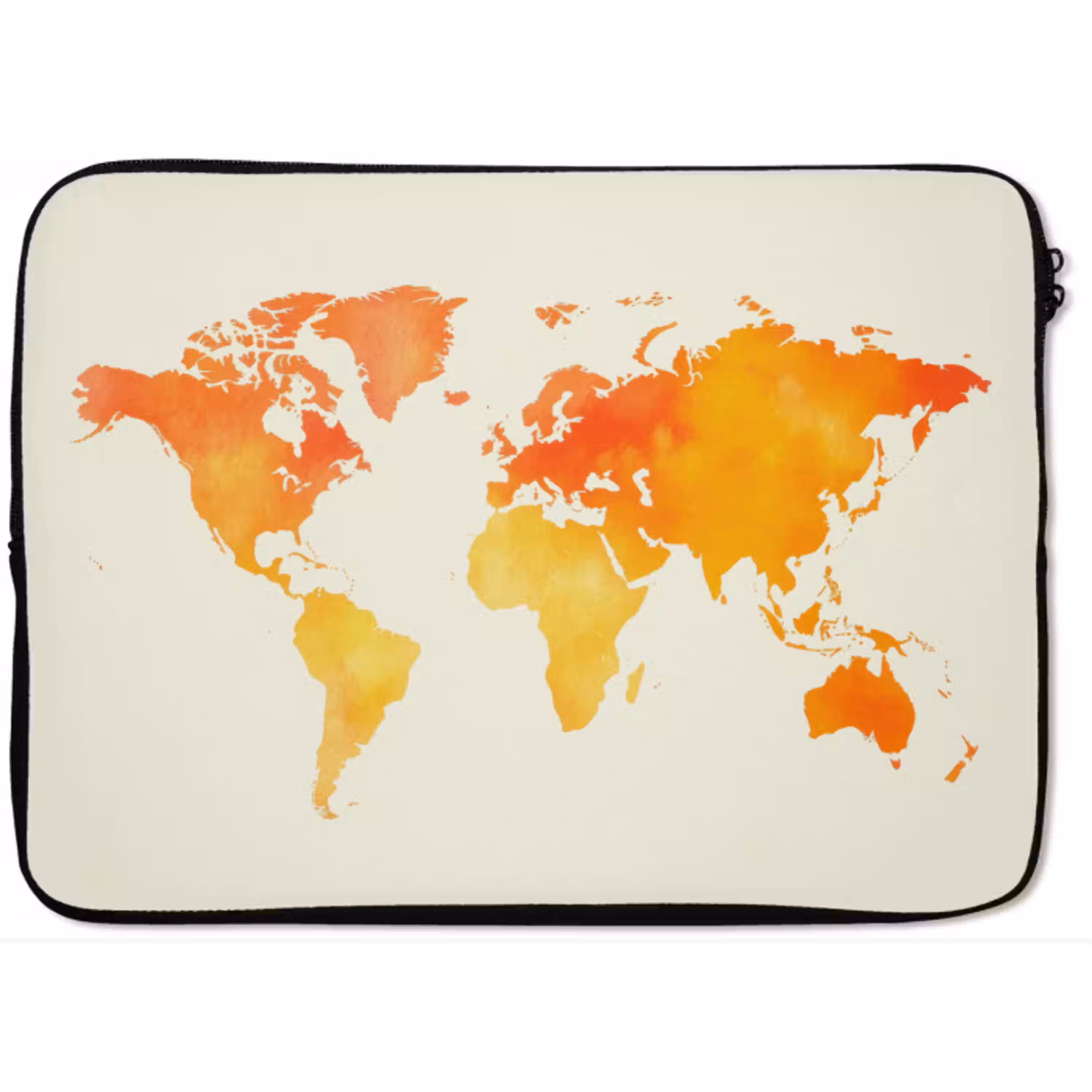 Wereldkaart - Oranje - Kleurrijk laptophoes neopreen klein -zkaufland3dotto
