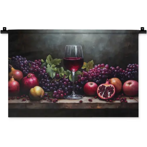Wijn - Fruit - Stilleven Wandkleed katoen klein -zz3d