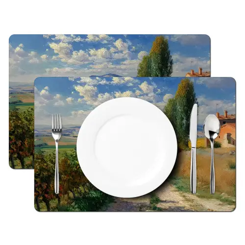 Mensen - Wandelen - Zandpad - Velden Placemat vinyl groot -zzsfeer2_Kitchenyeah-website