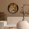 Leeuw - Portret - Zwart - Dieren Wandcirkel kunststof plaat 5mm dik klein -sfeer1