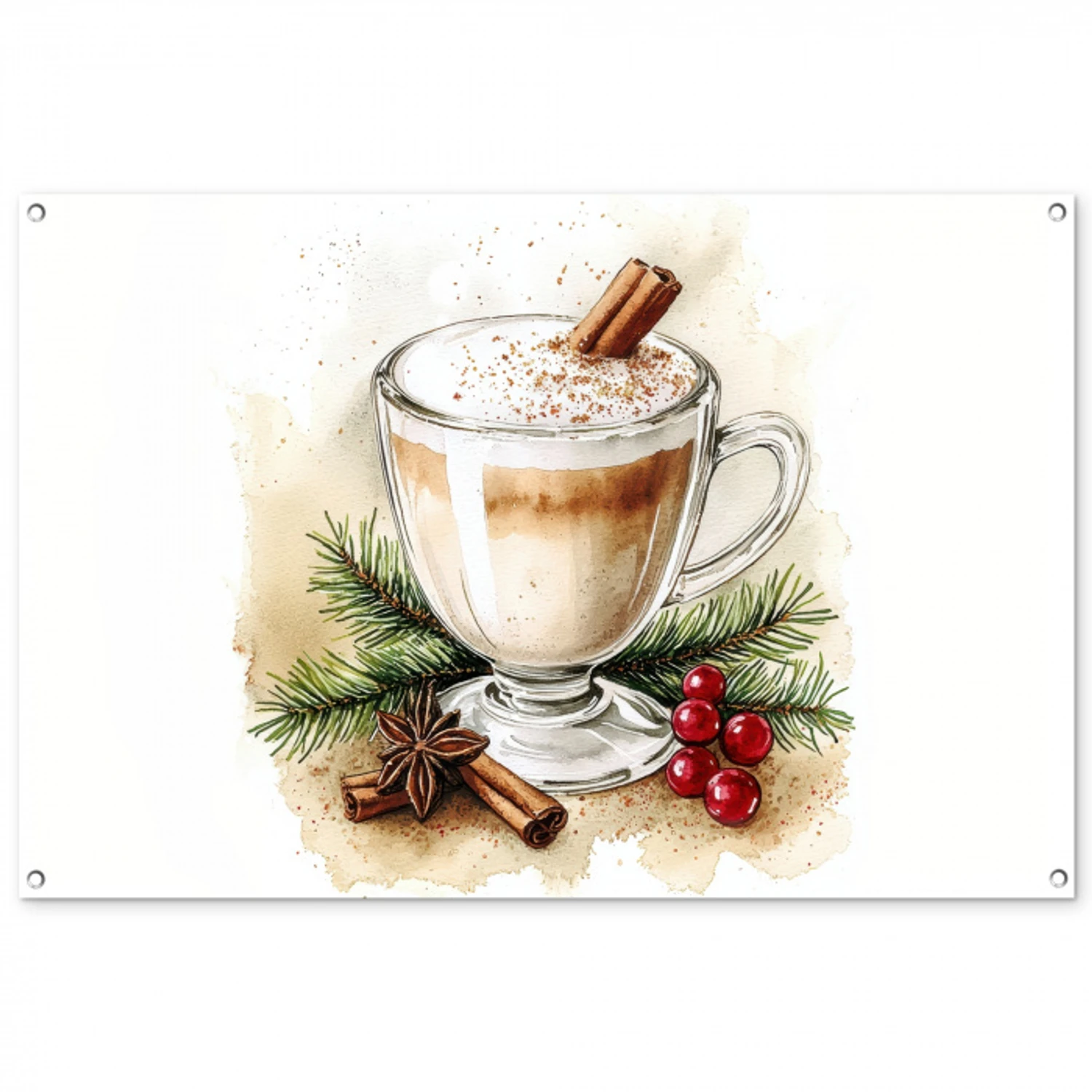 Winter - Koffie - Warm - Decoratie tuinposter los doek groot -3d