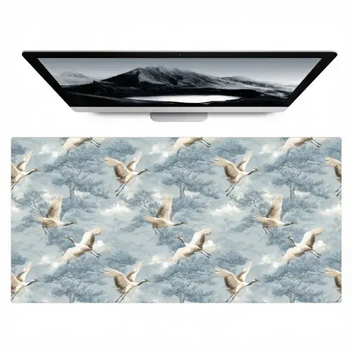 Wolken - Kraanvogels - Blauw Muismat XXL klein 681 -zzz3d