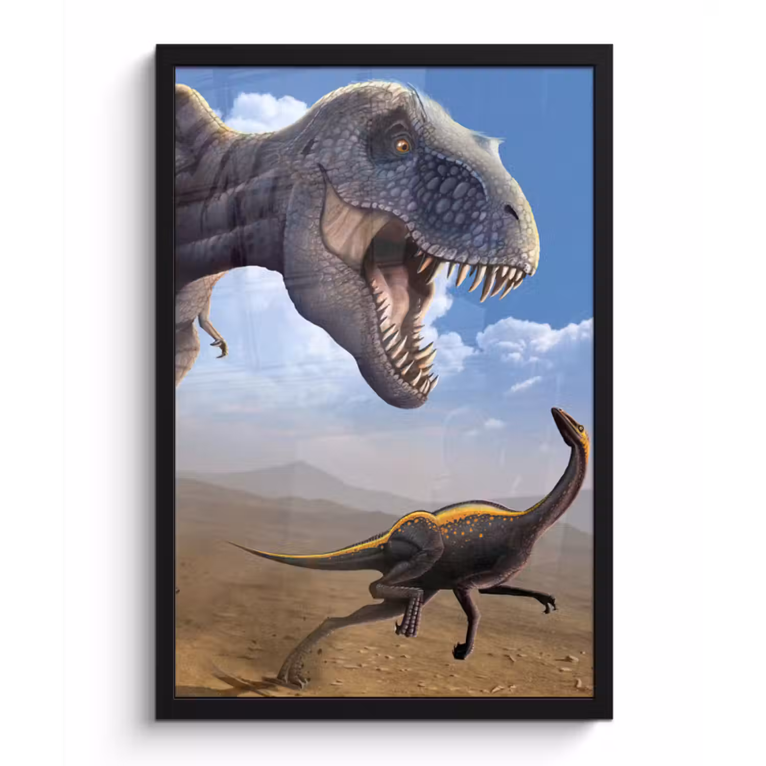 Poster met lijst - Dino - Wilde dieren - Tekening - Kinderen - Jongens - Kinderen