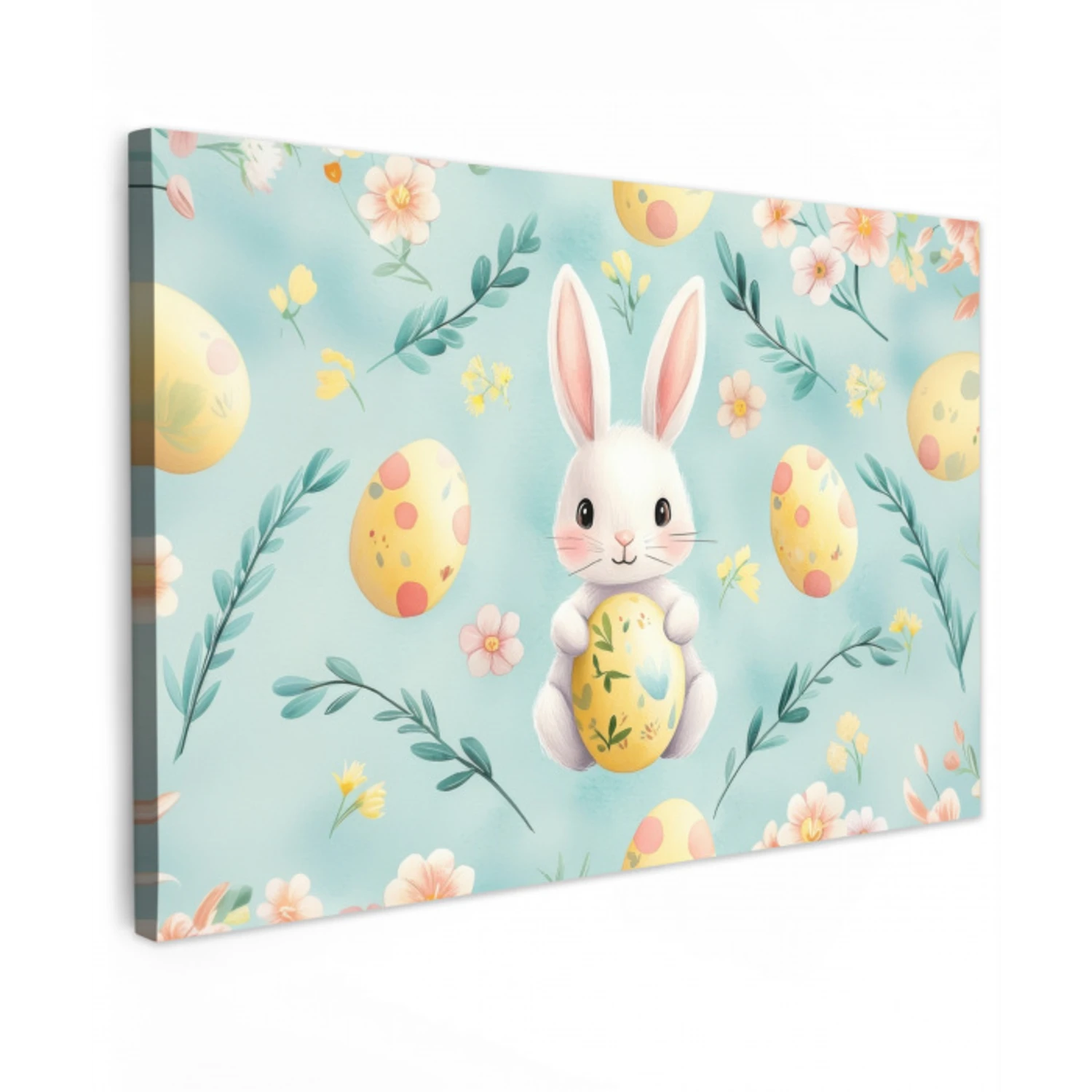 Konijn - Eieren - Takjes Tuinposter op houten frame 2 cm dik klein -3d