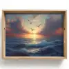 Meeuwen - Zonsondergang - Zee - Wolken Dienblad Rechthoek middel -z3d_shopping