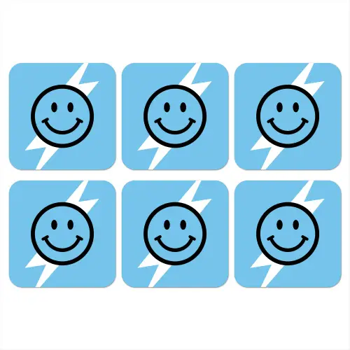 Smiley - Blauw - Bliksem onderzetter kurk middel -3d