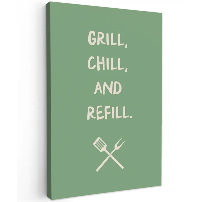 Grill - Groen - Zomer - Quote Tuinposter op houten frame 2 cm dik klein -3d