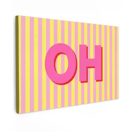 Tekst - Strepen - Roze Tuinposter op houten frame 2 cm dik klein -3d