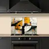 Geel - Abstract - Modern - Vormen keuken achterwand spatscherm klein -sfeer1