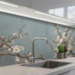 Botanisch - Stilleven - Blauw keuken achterwand 2 middel -3d_schuin