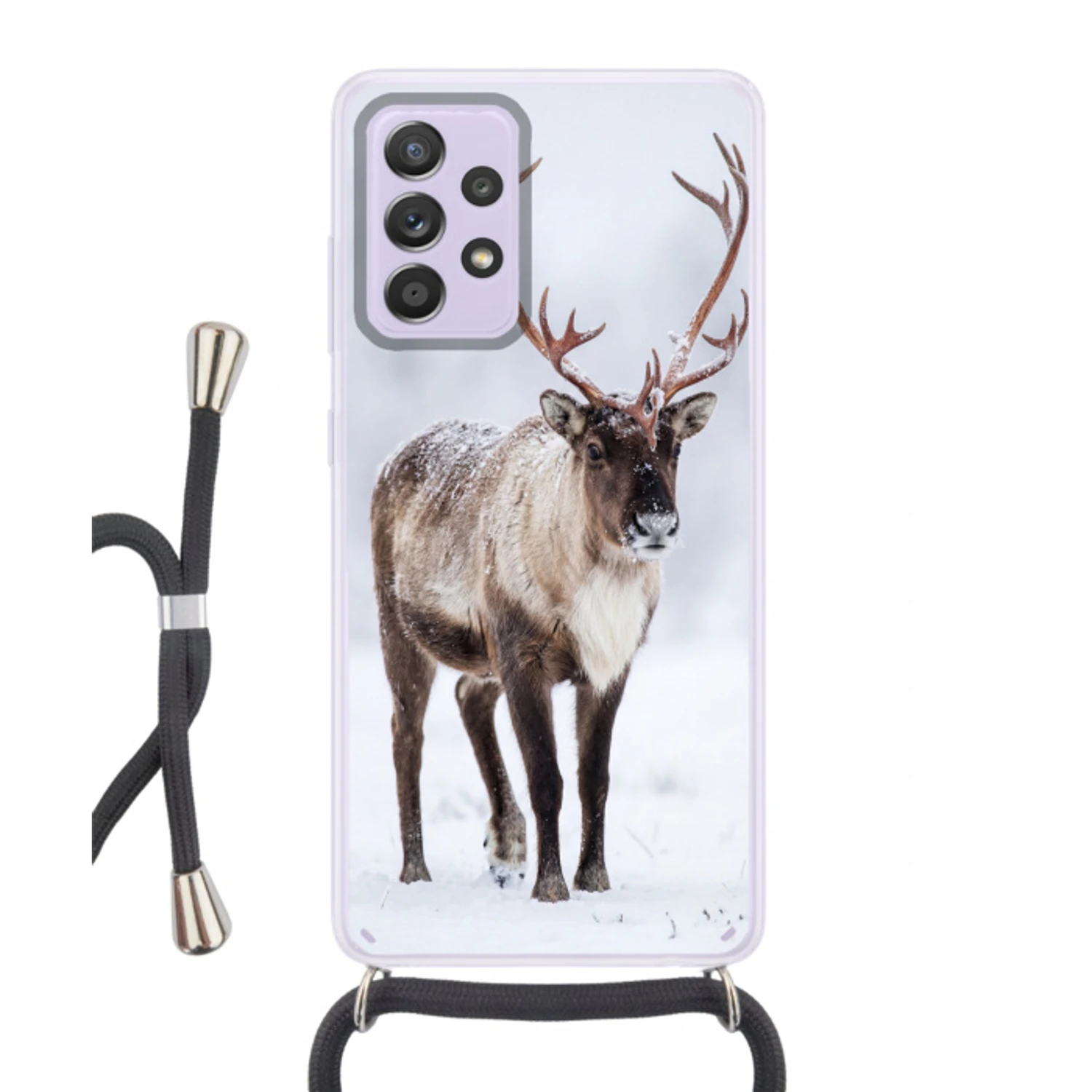 Rendier - Gewei - Toendra - Sneeuw - Wild Hoesje Samsung Galaxy A52 5G met koord klein -3d