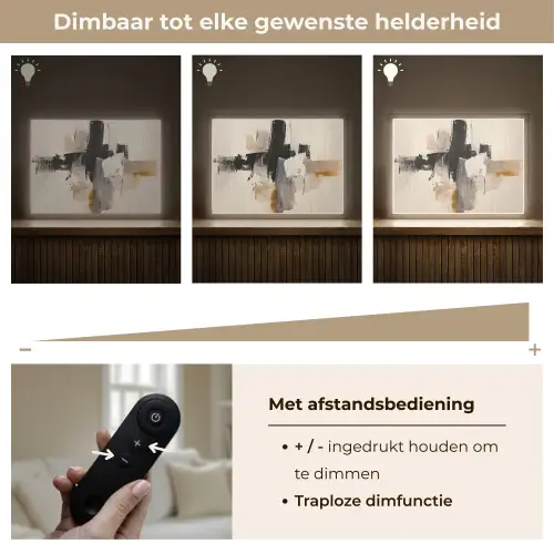 Penseelstreken - Ruw - Abstract - Beige Light Box met batterij (Wandlamp) middel -USP_dimbaarNL