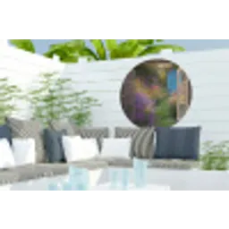 Doorkijk - Bloemen - Raam - Natuur Wandcirkel tuinposter met ringen klein -buiten2