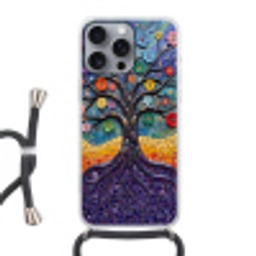 Levensboom - Mozaïek - Bloemen - Kleurrijk - Vrolijk Hoesje iPhone 16 Pro Max met koord klein -3d