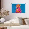 Muis - Kimono - Bloemen - Blauw Wandkleed katoen klein -sfeer1
