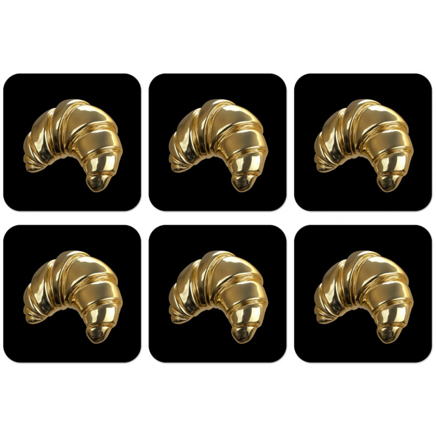 Croissant - Brood - Goud - Zwart onderzetter kurk middel -zkaufland3dotto