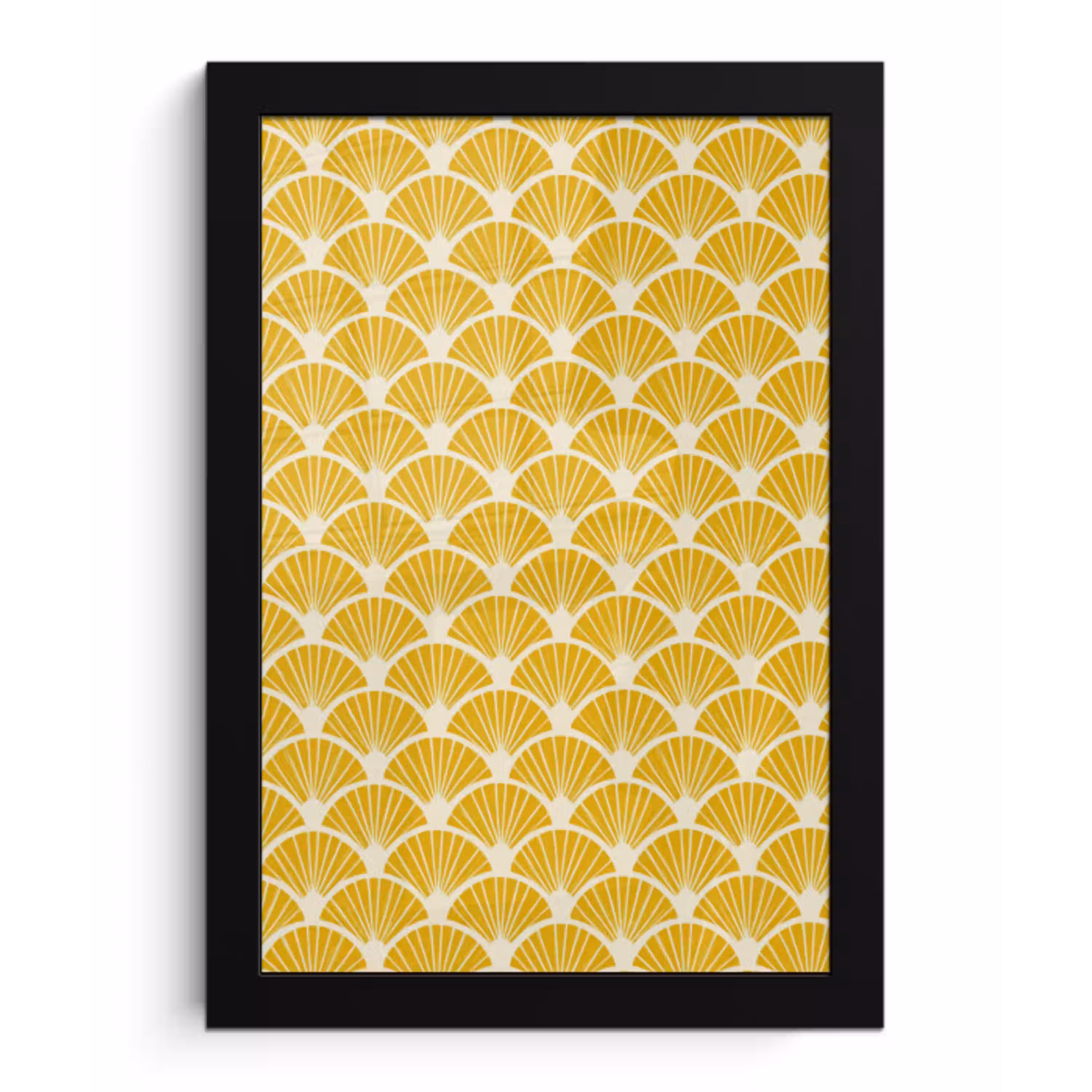 Waaiers - Art Deco - Retro - Okergeel fotolijst zwart zonder passe partout klein 224 -3d