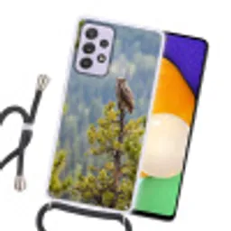 Uil - Oehoe - Bomen - Natuur Hoesje Samsung Galaxy A52 5G met koord klein -sfeer1