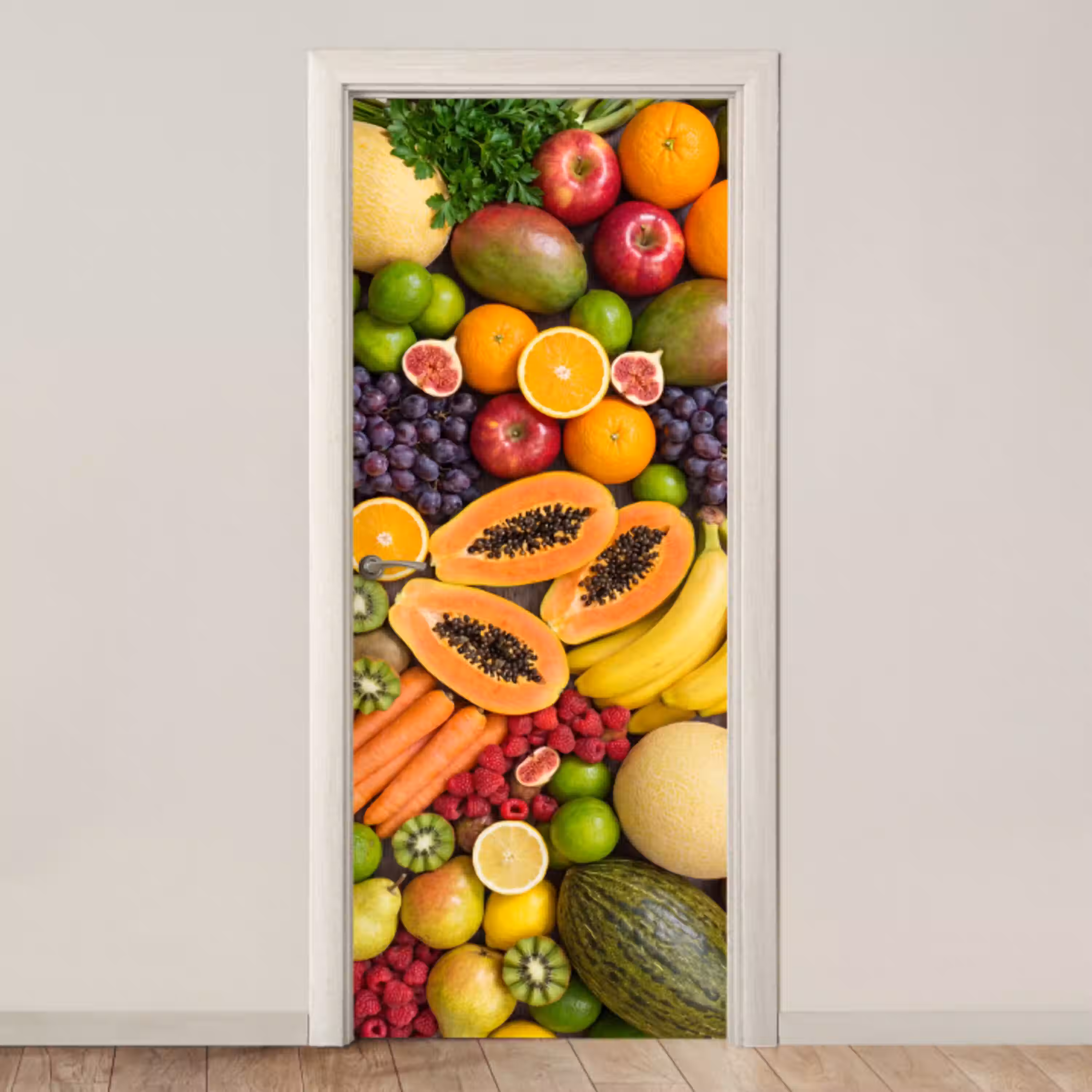 Eten - Fruit - Groenten - Vers - Kleurrijk deurposter klein -3d_beige