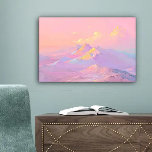 Bergtoppen - Wolken - Dromerig canvas 2cm klein -sfeer4