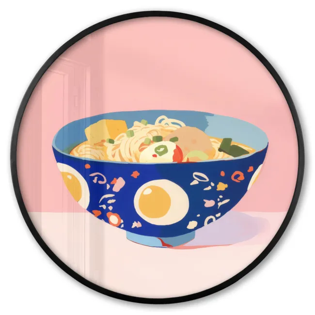 Ronde fotolijst - Noodles - Kom - Blauw - Illustratie