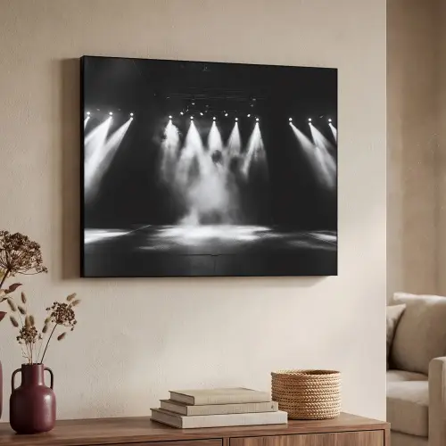 Theaterzaal - Mist - Spotlights - Zwart Textielframe zwart klein -sfeer3