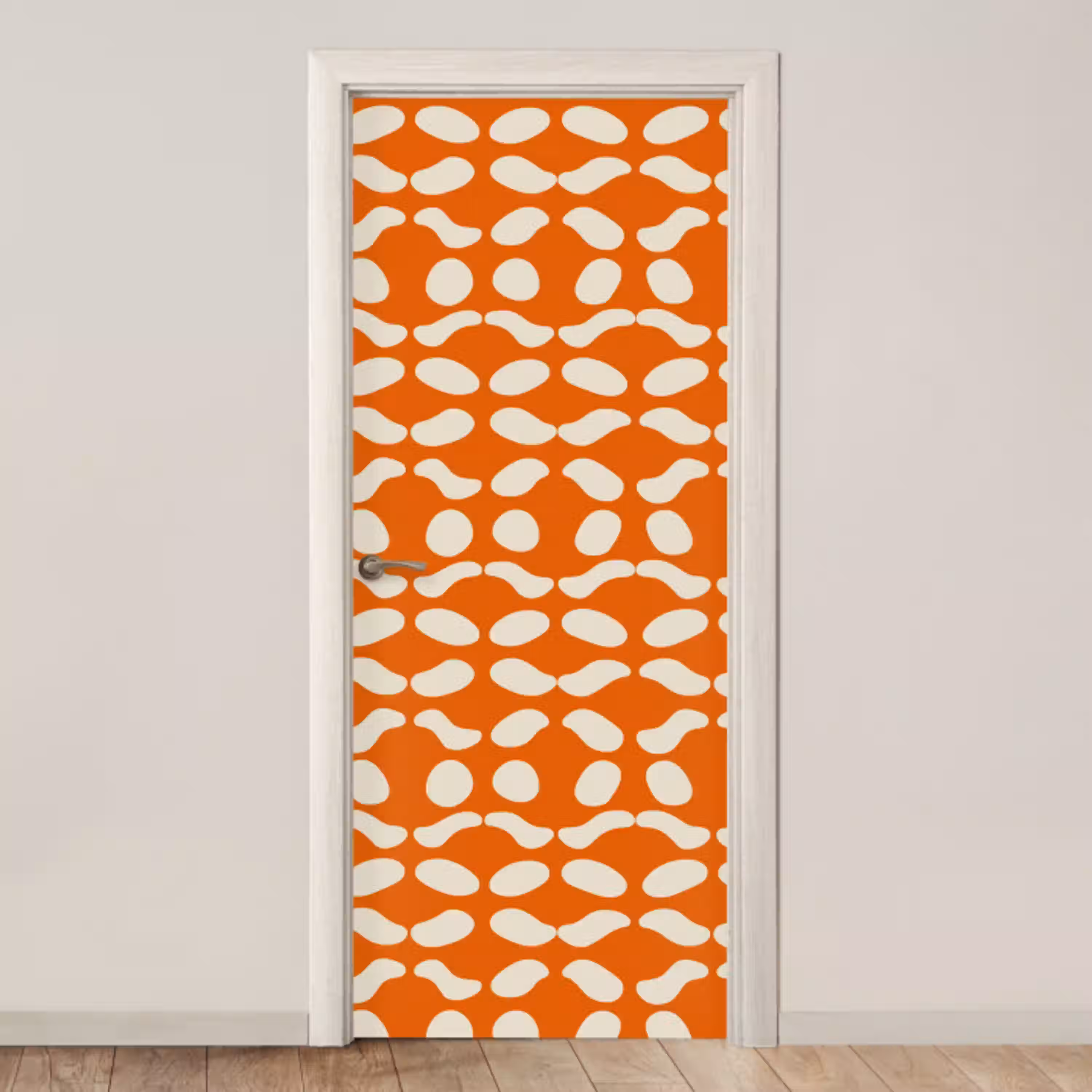 Oranje - Organische vormen - Wit deurposter klein 289 -3d_beige