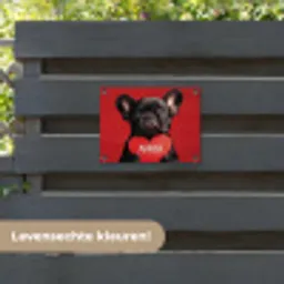 Amor - Hond  - Hartje - Rood tuinposter los doek klein -sfeer3