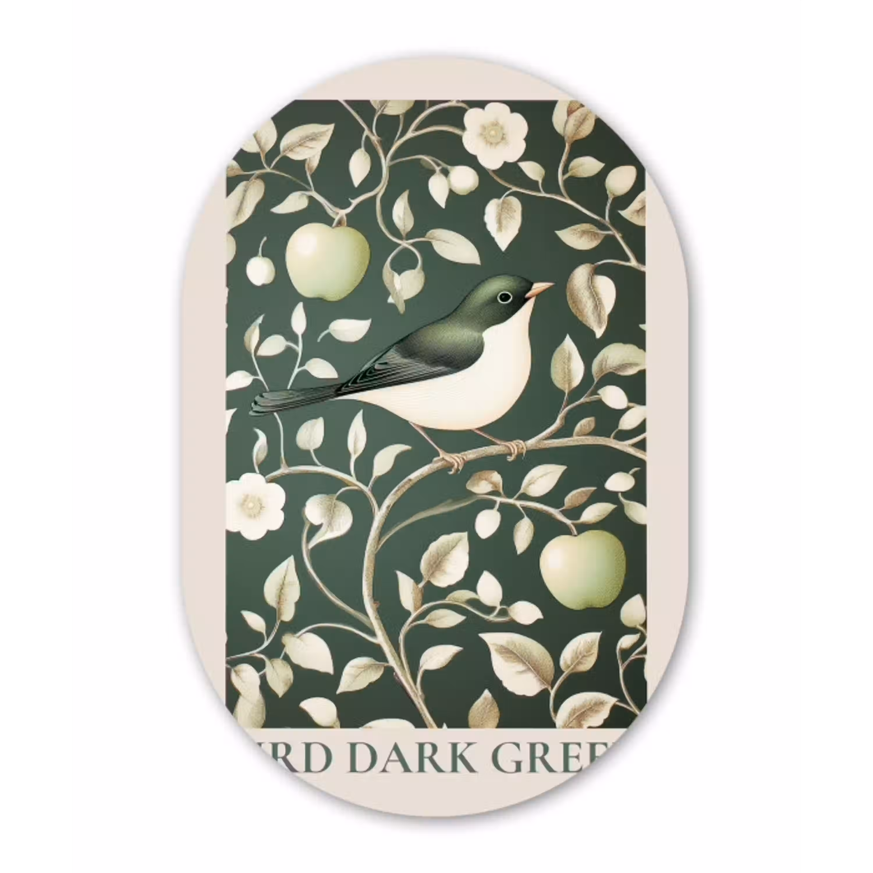 Groen - Vogel  - Bloemen Wandcirkel Ovaal Glas middel -3d