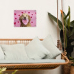 Hond - Kiss- Valentijn - Hartjes tuinposter los doek klein -sfeer7