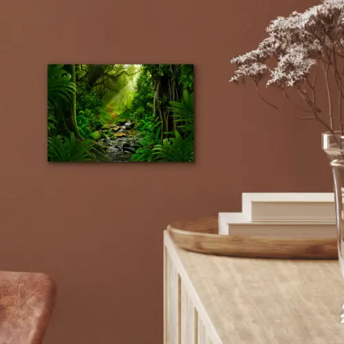 Jungle - Water - Bladeren - Zon - Natuur aluminium wit klein -sfeer4