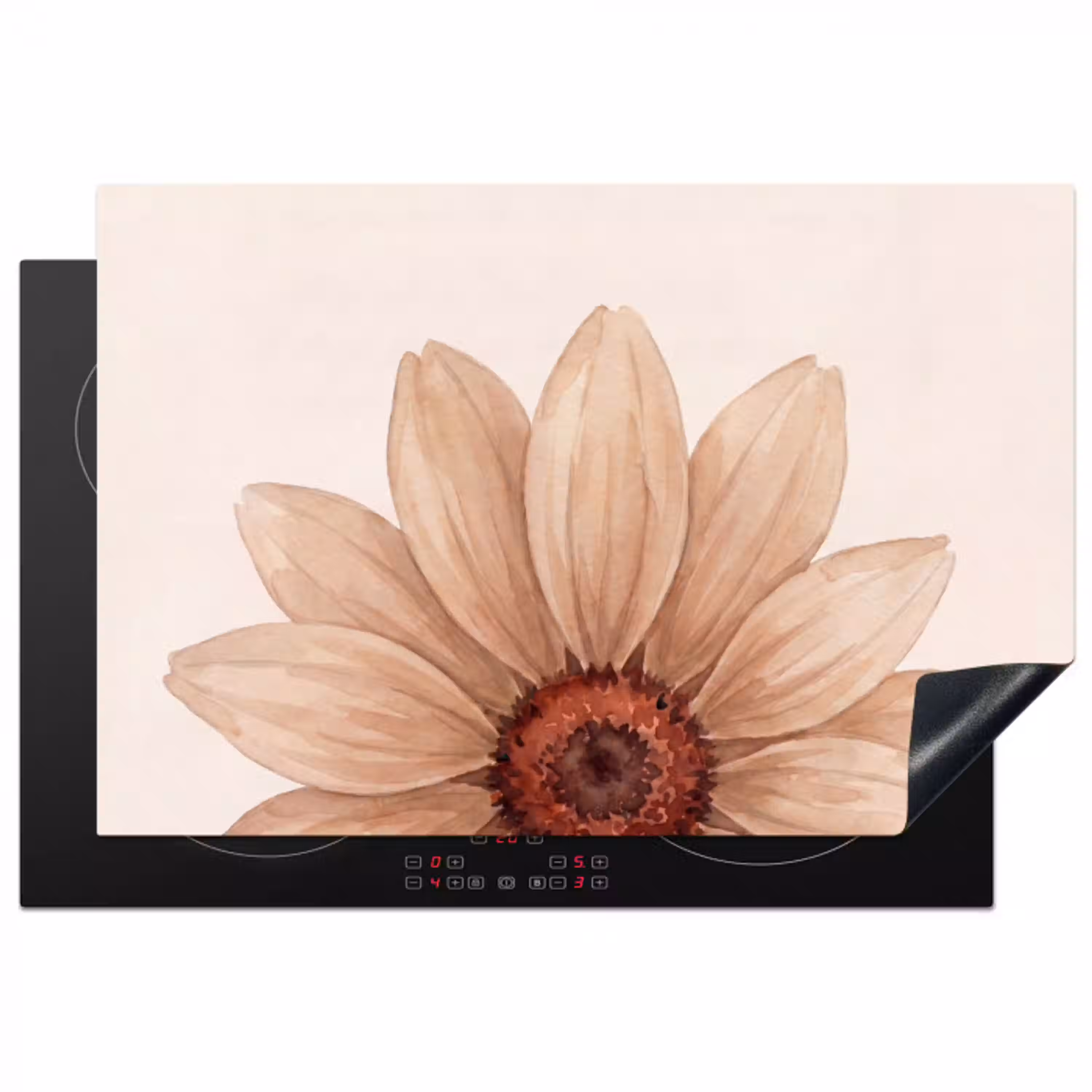 Bloemen - Bloemblad - Natuur - Aquarel - Beige Inductie beschermer vinyl 3mm klein -3d