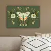 Bloemen - Bladeren - Olijfgroen - Vlinder canvas 2cm klein -sfeer3