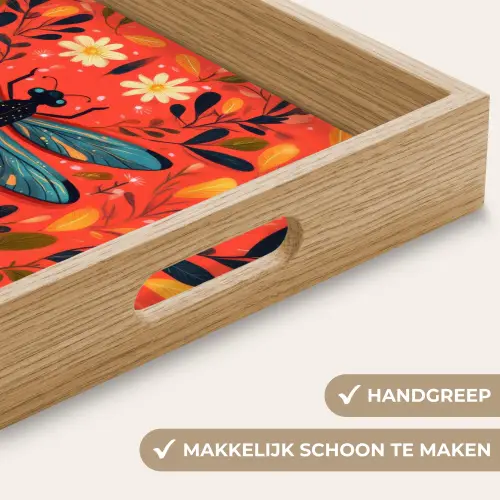 Libel - Blauw - Vleugels - Bladeren Dienblad Rechthoek middel -USP_HandgreepNL