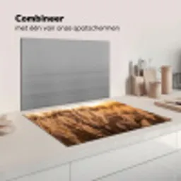 Rietpluimen - Gras - Zonsondergang - Goud - Serene Inductie beschermer vinyl 3mm klein -wsfeer7_website