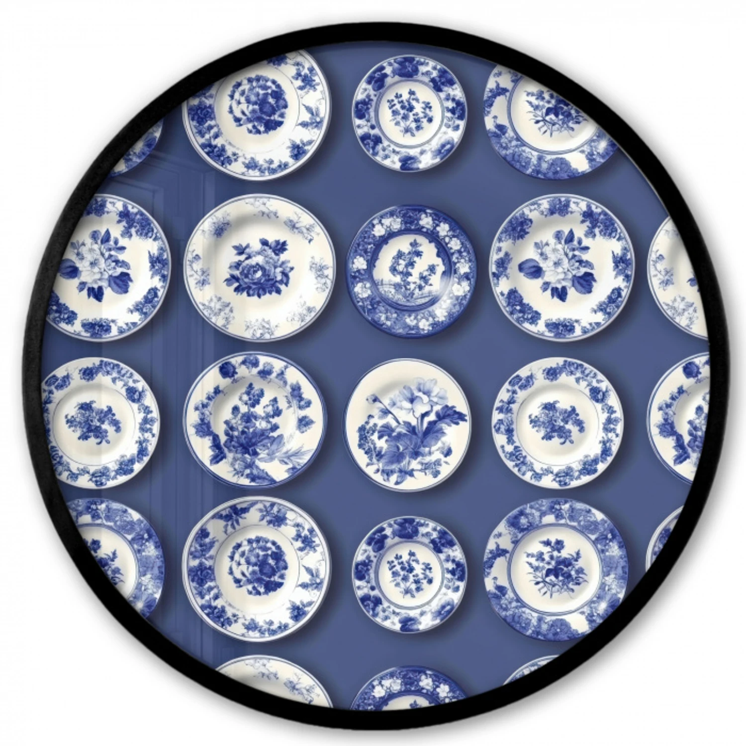 Borden - Floraal - Blauw Fotolijst rond zonder passe partout klein 856 -3d
