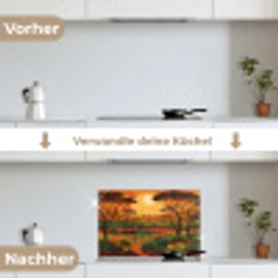Landschap - Afrikaans - Zon keuken achterwand spatscherm klein -voor_na_DE