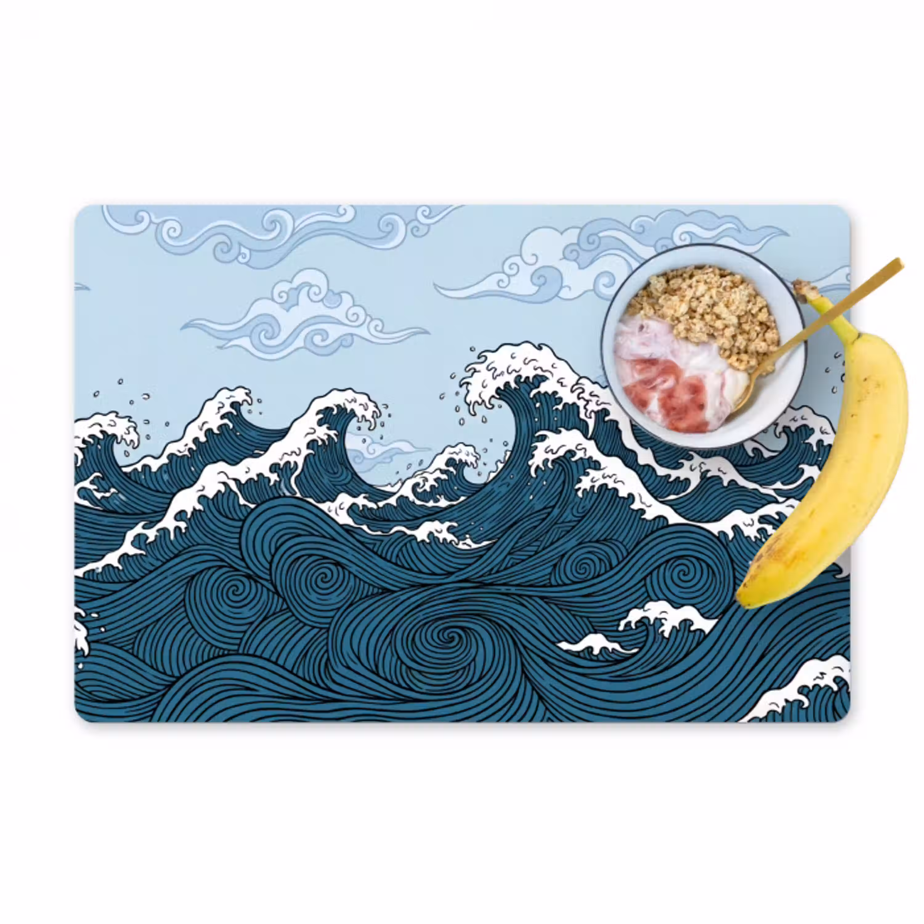 Zee - Golven - Japans - Natuur - Blauw Placemat vinyl groot -zzzproduct_Kitchenyeah-website