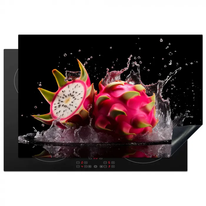 Drakenfruit - Zwart - Water - Vrucht - Fruit Inductie beschermer vinyl 3mm klein -3d
